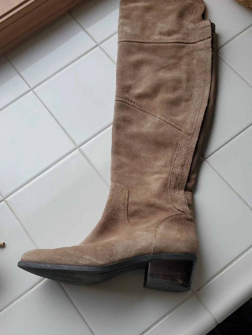 Vince Camuto Bernadine Suede Over The Knee Boots in Taupe